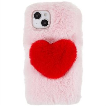 IPhone 14 Plus Fluffy Pehmo Pehmeä TPU-puhelinkotelo Söpö Love Heart Design Scratch Takakansi