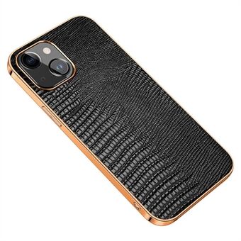 Scratch puhelinkotelo iPhone 14 Plus Lizard Texture -iskunkestävälle kotelolle Aito nahkapäällysteinen galvanoitu TPU-takakuori