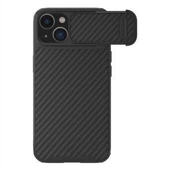 NILLKIN Carbon Fiber -puhelinkotelo iPhone 14 Plus-puhelimelle, Slide Camera Protection Hybrid PC + TPU-suojus Yhteensopiva MagSafen kanssa