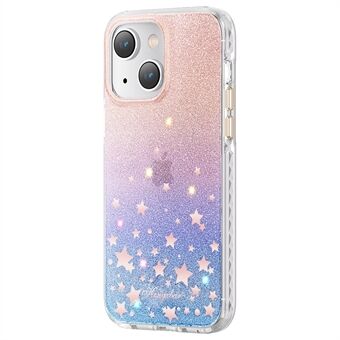 KINGXBAR Sparkle Glitters -puhelimen suojakuori iPhone 14 Plus Hard PC:lle+PET IMD Anti-Yellow Phone Shell tekojalokivikoristeltu iskunkestävä kotelo