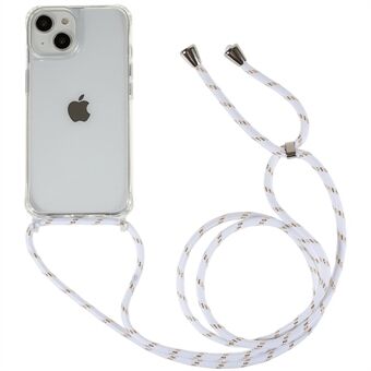 Takakuori iPhone 14 Plus-puhelimelle, kirkas TPU+akryyliiskuja vaimentava puhelimen suojus kaulanauhalla