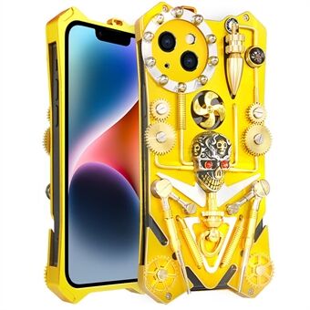 IPhone 14 Plus Mechanical Gear Armor Case -puhelimen metallisuojakuori - kulta