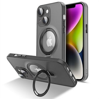 IPhone 14 Plus Magneettiselle puhelinkotelolle Kickstand PC+TPU Mattapuhelimen suojus lasisuojalla