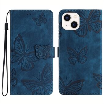 IPhone 14 Plus :lle taitettava Stand PU-nahkainen lompakkokotelo Butterfly-painettu ihokosketuspuhelimen kansi
