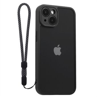 VILI M Series iPhone 14 Plus -puhelimen läpinäkyvä suojakuori PC+TPU-puhelinkotelo rannehihnalla - musta