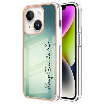 YB IMD Series-19 Style D iPhone 14 Plus :lle galvanoitu IMD-kuvioinen puhelinkotelo, 2,0 mm TPU-pudotuksenestokuori