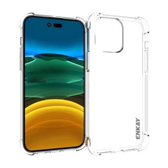 ENKAY HAT Prince iPhone 14 Pro Max 6,7 tuuman ultraohut putoamista estävä kristallinkirkas puhelinkuori iskuja vaimentavilla kulmilla Suojaava kulumista estävä TPU-takakuori
