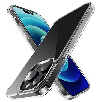 IPhone 14 Pro Max 6,7 tuuman läpinäkyvä puhelinkotelo TPU-kehys + PC:n takakuori metallipäällystyspainikkeella