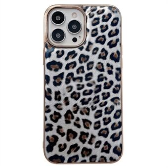 IPhone 14 Pro Max 6,7 tuuman Leopard Pattern -puhelinkotelolle Galvanoitu PU-nahkapäällysteinen TPU-pudotuksenkestävä takakansi