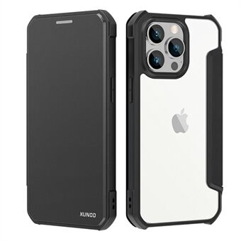 XUNDD iPhone 14 Pro Max 6,7 tuuman PU-nahkaiselle korttipaikkakotelolle Magneettinen, automaattisesti imeytyvä läpinäkyvä akryylifolio - Flip Cover - musta