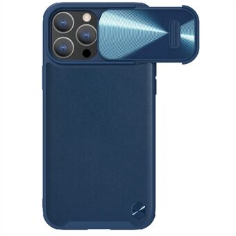 NILLKIN iPhone 14 Pro Max PU-nahkapäällysteiselle puhelinkotelolle PC + TPU-hybridikuori, jossa on liukukamerasuoja