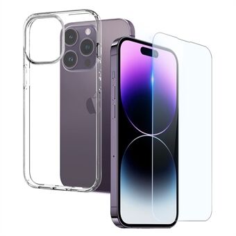 NORTHJO iPhone 14 Pro Max Anti-Fall Iskunkestävälle kotelolle 2 in 1 Ultra kirkas TPU-puhelimen suojus karkaistulla lasilla näytönsuojalla