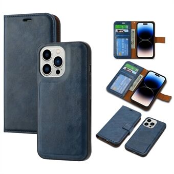 Crazy Horse Texture -puhelinkotelo iPhone 14 Pro Max -puhelimelle, magneettinen irrotettava 2-in-1 PU- Stand lompakkosuoja