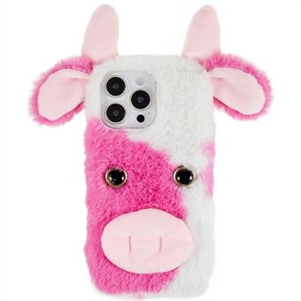 IPhone 14 Pro Max:lle Cute Milk Cow Ear Winter Furry Pehmeä TPU-kotelo Pudotuksenkestävä talvipuhelimen suojakuori