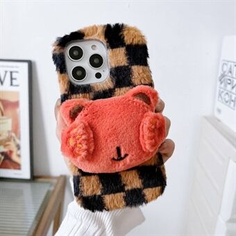 IPhone 14 Pro Max Winter Fluffy -puhelinkotelolle Bear Doll Decor Pehmo + TPU-suojakuori