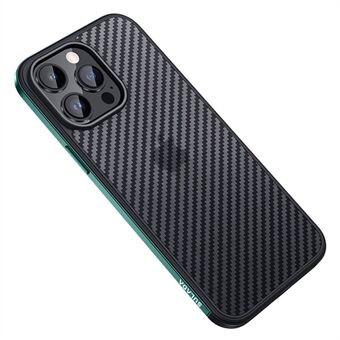 SULADA Luxury -sarja iPhone 14 Pro Max:lle metallirunko + TPU-puhelimen pudotuksenkestävä kotelo hiilikuiturakennetta suojaava takakansi