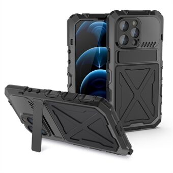 R-JUST putoamaton puhelinkotelo iPhone 14 Pro Maxille, silikoni + metallinen Scratch matkapuhelimen suojus jalusta