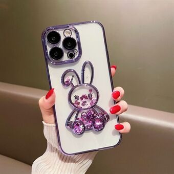 IPhone 14 Pro Max:lle Söpö Quicksand Rabbit -puhelinkotelo Galvanoitu kirkas TPU-suojakuori karkaistulla lasilla linssikalvolla