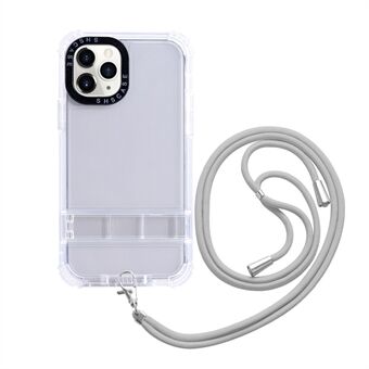 IPhone 14 Pro Max Kickstand Clear Phone -kotelolle Vahvistettu kulma TPU + PC:n suojakuori kaulanauhalla