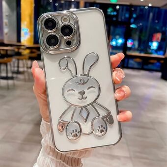 IPhone 14 Pro Max Cartoon Rabbit Joustava TPU-puhelimen kotelo, läpinäkyvä galvanoiva putoamisen estävä suojus linssikalvolla