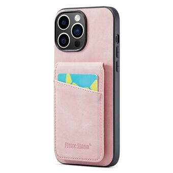FIERRE SHANN iPhone 14 Pro Max Kickstand -puhelinkotelolle korttiteline PU-nahkaa + TPU-suojus