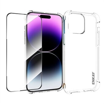 ENKAY HAT Prince iPhone 14 Pro Max TPU -puhelinkotelolle putoamaton läpinäkyvä suojus korkealla alumiinipiilasikalvolla