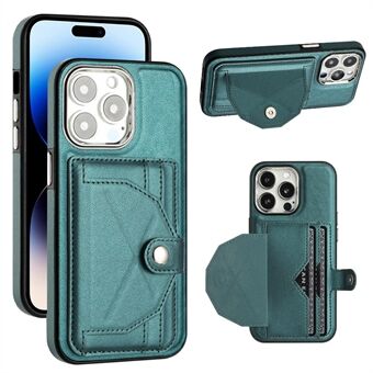 YB Leather Coating Series-4 Kickstand-kotelo iPhone 14 Pro Maxille, PU-nahkapäällysteinen TPU-suojus korttipidikkeellä