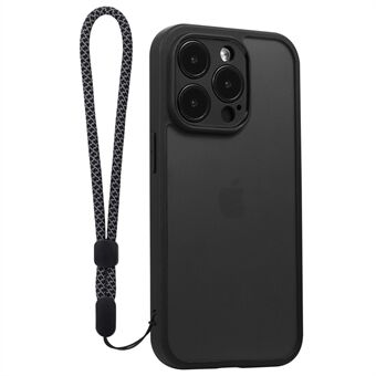 VILI M-sarja iPhone 14 Pro Max:lle Precise Cutout -puhelinkotelo PC+TPU-takakuori rannehihnalla - musta