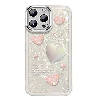 IPhone 14 Pro Max TPU + karkaistu lasi puhelinkuori 3D sydämen muotoinen linssisuoja puhelimen suojus