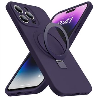 IPhone 14 Pro Max -yhteensopiva MagSafe-puhelinkotelon nestemäisen silikonisuojuksen kanssa jalustan muotoilulla