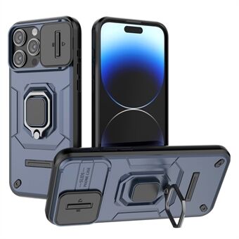 Iskunkestävä kuori iPhone 14 Pro Max -puhelimelle, PC+TPU-puhelinkotelo Liukuva linssisuojaus Kickstand Takakansi
