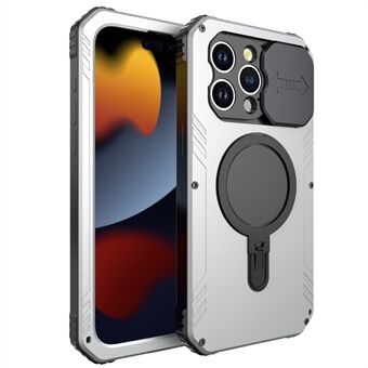 Metalli+silikoni-kuvausliukusovellus puhelinkotelo iPhone 15: lle iskunkestävällä suojalla, yhteensopiva MagSafen kanssa, mukana karkaistu lasikalvo
