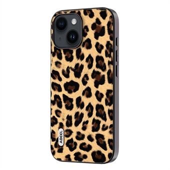 ABEEL:iPhone 15:lle Leopardikuvioitu puhelinkotelo, PU-nahkaverhoiltu PC+TPU-materiaalilla, iskunkestävä suojakuori