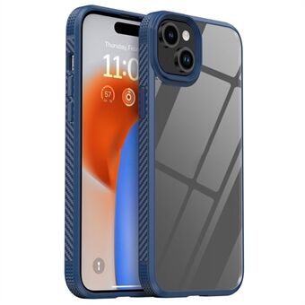 IPAKY iPhonelle 15 läpinäkyvä puhelinkotelo hiilikuitumuotoisella liukumattomalla reunalla, TPU + PC -materiaalinen puhelimen takakansi.