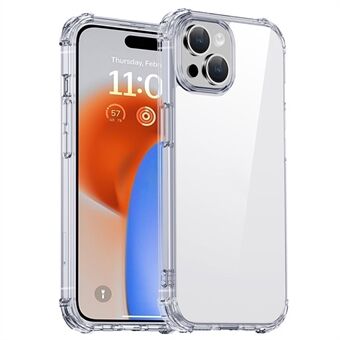 IPAKY Crystal Clear -kuoret iPhone 15:lle, PC+TPU-materiaali, neljällä kulmalla varustettu pudotuksenkestävä puhelinkotelo