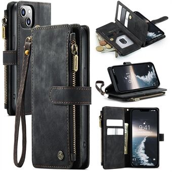 CASEME C30-sarja iPhone 15:lle Lompakko-älypuolisuoja PU-nahkaa Useita korttipaikkoja Vetoketjullinen tasku Tuki