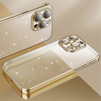 X-LEVEL iPhone 15:n takakuori on pudotuksenkestävä, kimaltelevalla glitterjauheella päällystetty läpinäkyvä TPU-puhelinkotelo.