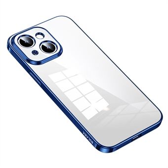 SULADA iPhonelle 15 putoamiskestävä, elektrolyyttipinnoitettu suora reunainen selkeä puhelinkotelo TPU-suojus