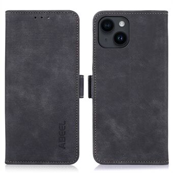 ABEEL-merkin iPhone 15 Plus Retro PU-nahkainen lompakko- ja puhelintelinekotelo
