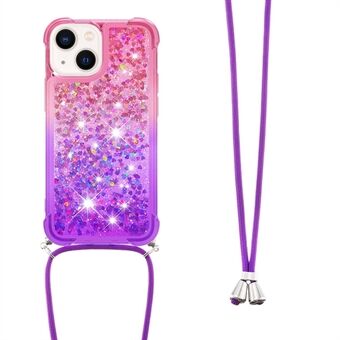 YB Quicksand -sarja-6 iPhone 15 Plus TPU-puhelinkotelo Gradient Floating Liquid Glitter -kotelo nauhalla