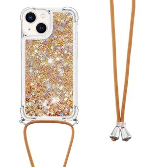 YB Quicksand Series-4 iPhone 15 Plus Glitter Bling Nestetin Suojakuori Vahvistetut Kulmat TPU Puhelinkotelo Sormuslenkillä