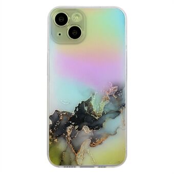 iPhone 15 Plussan marmorikuvioitu Embossing TPU-suojakuori, värikkäällä laserkuvioinnilla ja pudotukselta suojaavalla puhelinkuorella.