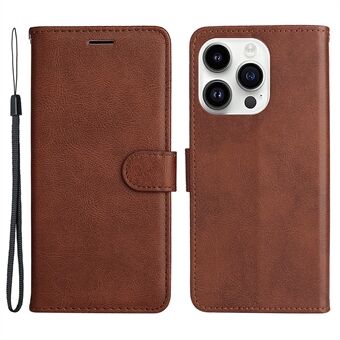 KT Leather Series-2 lompakkokotelo iPhone 15 Pronille, yksivärinen PU-nahkaa oleva puhelinkansi