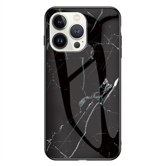 Takakansi iPhone 15 Pro: marmori kuviolla varustettu karkaistu lasi + PC + TPU naarmuja kestävä puhelinkotelo
