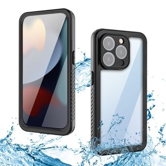 FS-sarja iPhone 15 Pro:lle IP68-vesitiivis ja pudotuksenkestävä puhelinkotelo, kirkas selkäosalla, sukeltamiseen ja uimiseen sopiva.