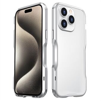 LUPHIE iskunkestävä metallinen kehys suojakuori iPhone 15 Pro -puhelimelle, joka estää putoamisen ja suojaa.
