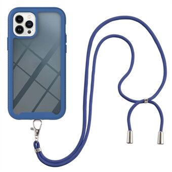 YB PC -sarja 4:iin iPhone 15 Pro Maxille PC+TPU-puhelinkotelon pudotuksia estävä takaosa kaulanauhalla.