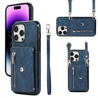 iPhone 15 Pro Max RFID-estopuhelimen vetoketjullinen tasku PU-nahka+TPU-tukijalalla varustettu lompakkokotelo