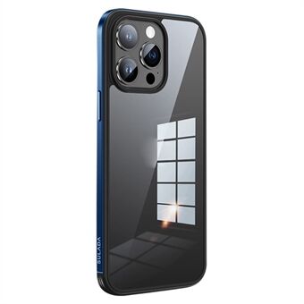 SULADA Minrui -sarja iPhone 15 Pro Max -puhelimen elektronijaloinen läpinäkyvä puhelinkotelo metallirungolla, TPU-materiaalia ja karkaistua lasia