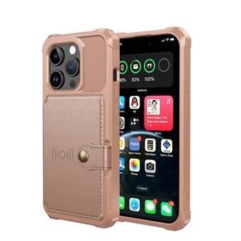 iPhone 15 Pro Max -korttipaikkakotelo lompakko puhelinkotelo PU-nahkaa+TPU-pinnoitetta, tukee magneettista autotelineasennusta.